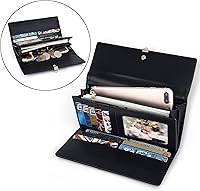 Vista 77 de UTO - Cartera pequeña RFID de piel sintética con dije de hoja, cierre de cremallera y tarjetero.