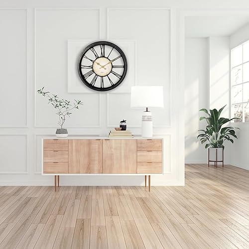 Miniatura 7 de Reloj de pared de estilo vintage de 16 pulgadas con números romanos, reloj moderno con pilas para el hogar, relojes clásicos silenciosos sin tictac