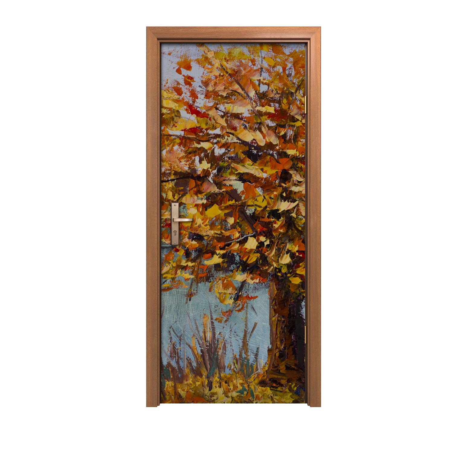 Feuilles d'automne des lacs autocollant de porte pour réchauffer l'ambiance de votre salon chic