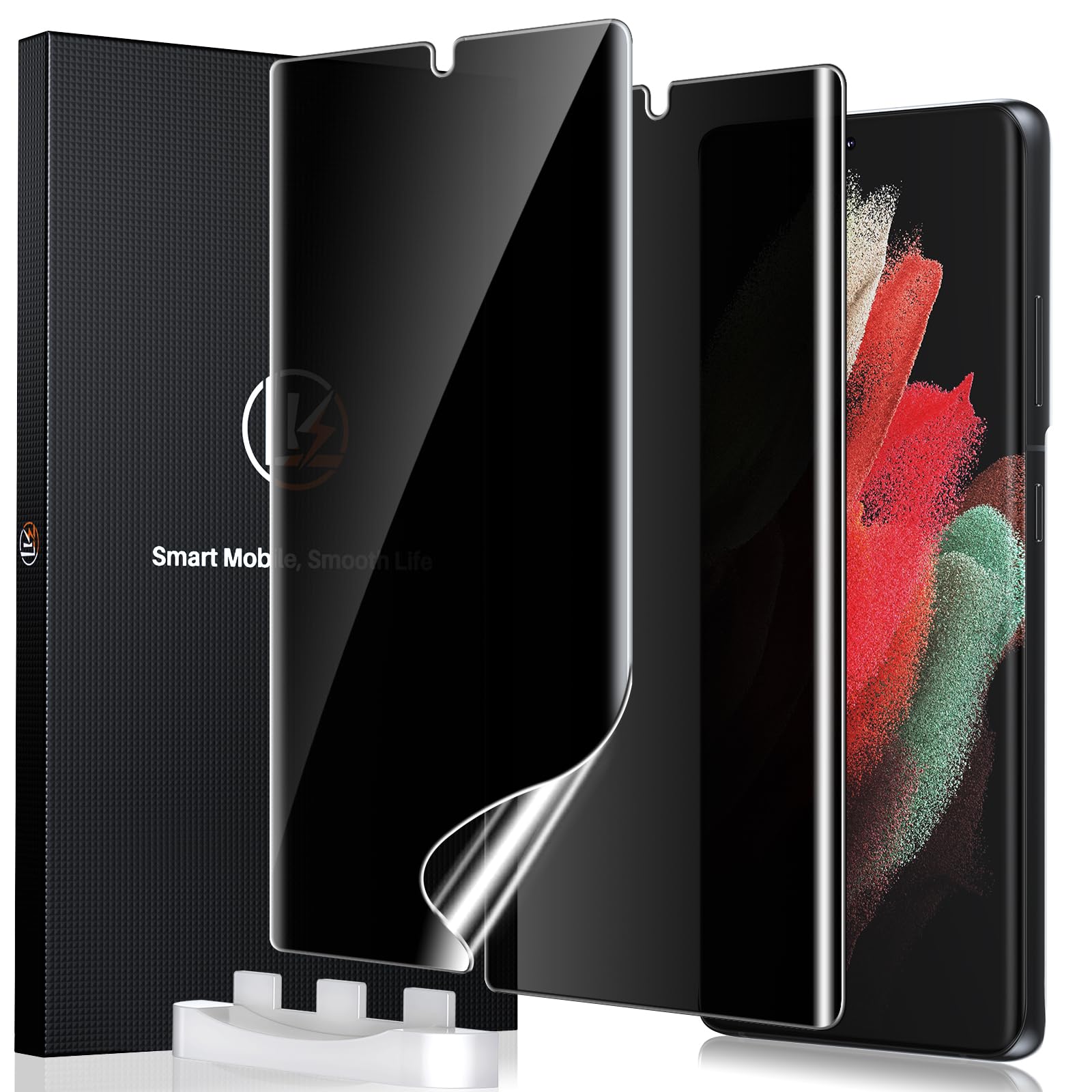 LK2 Pack for Samsung Galaxy S21 Ultra Privacy Screen Protector [Not Glass]  [Support Fingerprint Unlock] Bubble Free, with Easy Installation Tool,