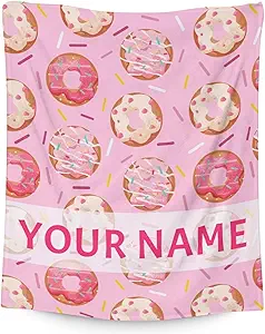 Girls Blanket - 60"x80" Cute Donut Throw Blanket Gifts for Kids & Adults - Personalized Pink Soft Fuzzy Doughnut Blanket for Bed, Couch & Living Room