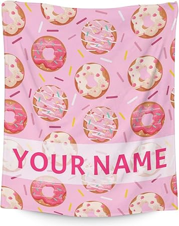 Girls Blanket - 60"x80" Cute Donut Throw Blanket Gifts for Kids & Adults - Personalized Pink Soft Fuzzy Doughnut Blanket for Bed, Couch & Living Room