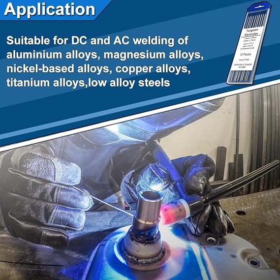 for TIG Welding Tungsten Electrodes 2% Lanthanated WL20/EWLa-2 (Blue) 1.6 x 175mm 5Pcs & 2.4 x 175mm 5Pcs for TIG Welder 7