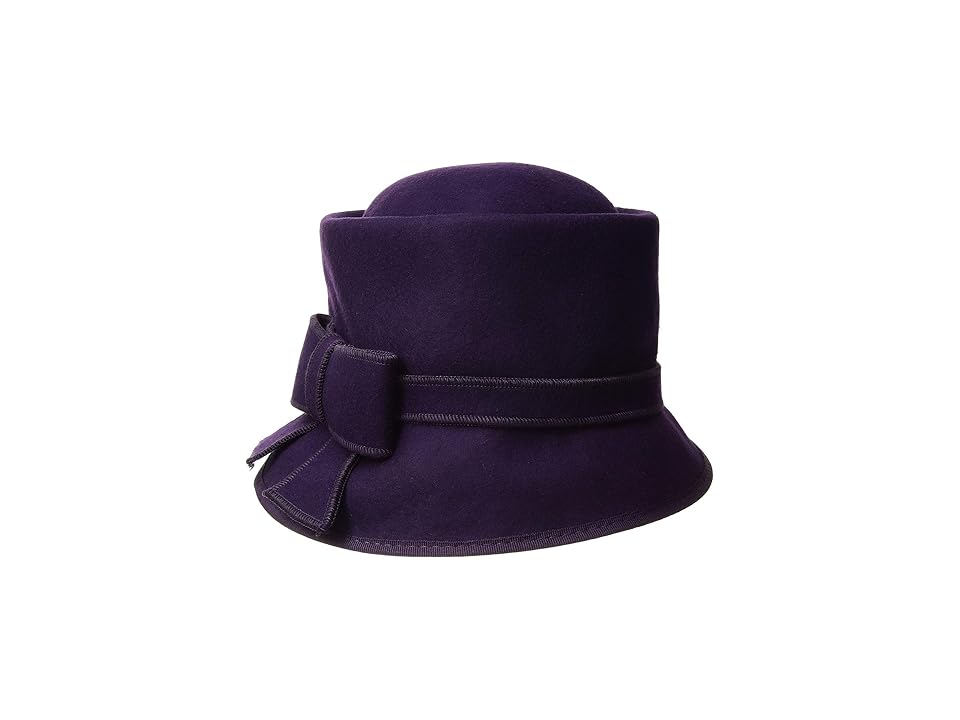 

SCALA Wool Felt Cloche with Bow (Plum) Caps, Purple