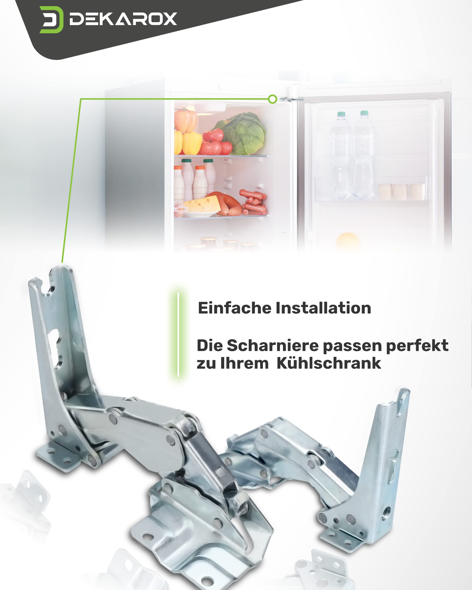 DEKAROX Deurscharnierset voor Bosch Siemens 481147 00481147 voor Electrolux AEG 4071314258 voor Küppersbusch 430332 voor Miele 5546050 voor koelkast vriezer