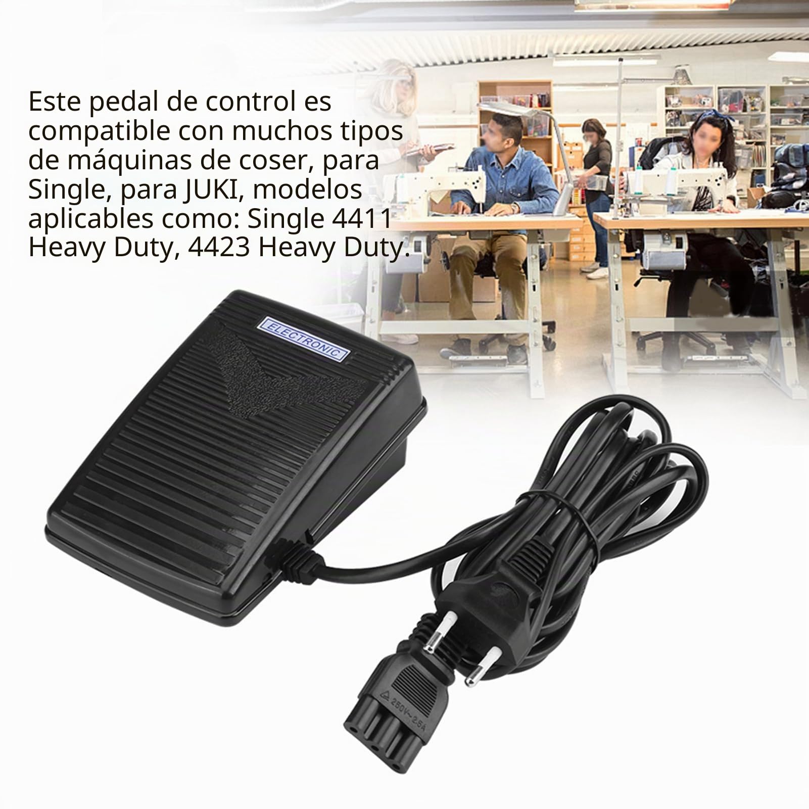 Pedal Control Pie Máquina Coser, Repuesto Con Cable Alimentación | pieza de repuesto universal, accesorio práctico para sustituir componentes de máquinas de coser domésticas