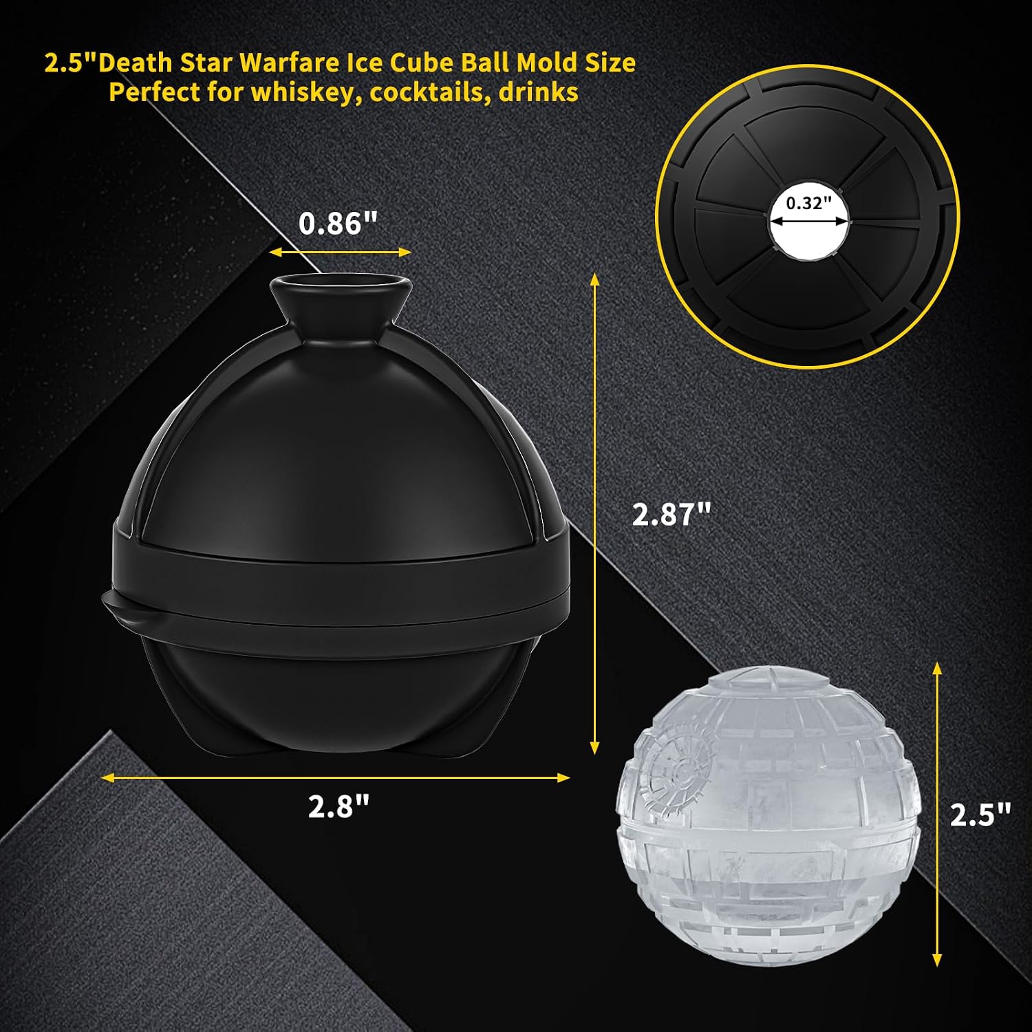 4 PCS 3D Death Star Ice Cube Molds,Silicone Ice Molds Fun Shapes Star ‌Warfare Gifts For Men,Round Whiskey Ice Cube Tray,For Chilled Cocktails Whiskey Bourbon Brandy
