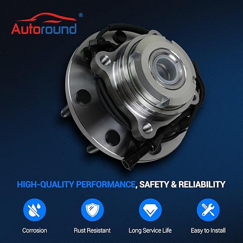 Miniatura 5 de Autoround Conjunto de cubo de rodamiento de rueda delantera 515020 compatible con Ford F250 Super Duty 1999-2004  F350 Super Duty 4x4, Excursion