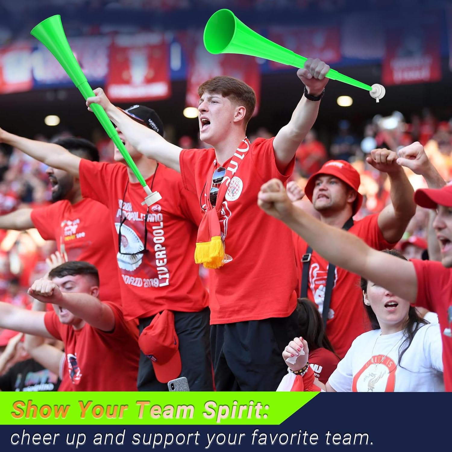 Collapsible Stadium Horn 24 Inch Vuvuzela Plastic Trumpet Blow Horns Noisemakers Loud Sound Soccer Cheer Horn for Sporting Events Graduation Games School Party Supplies Favors Accessories