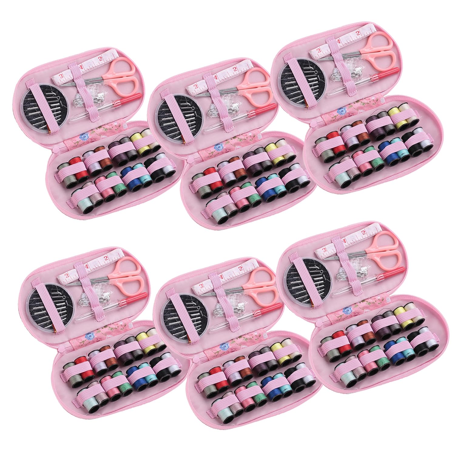 Kuber Industries (Set of 43 x 6) Mini Sewing Kit for Travel | Multifunctional Needle & Thread Box Set | Silai Machine Tailoring Stitching Kit | Sui Dhaga Pouch for Fashion Designing & Hand Embroidery