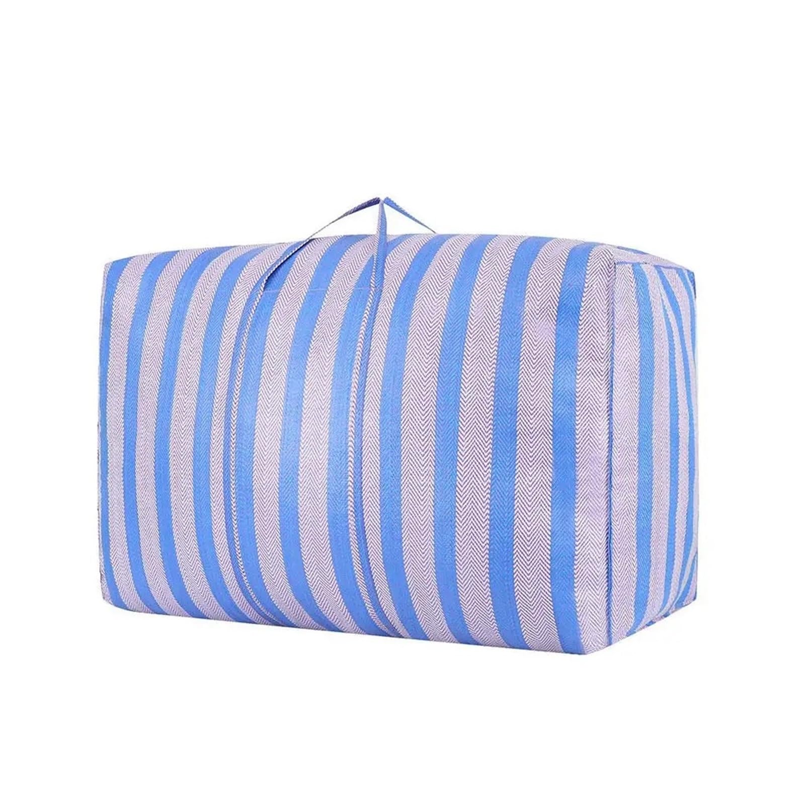 KIFSDLF Large Capacity Car Travel Storage Bag, Quilt, Thickened Blue And White Nylon, Duffel, Portable Moving 75L-250L(XL)