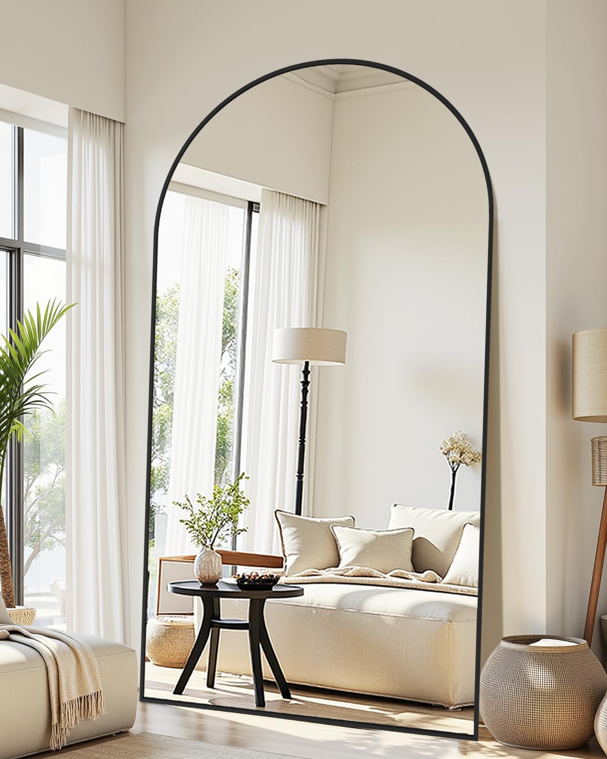 Floor Mirror, 46"×86" Full Length Mirror with Stand for Bedroom Living Room, Black