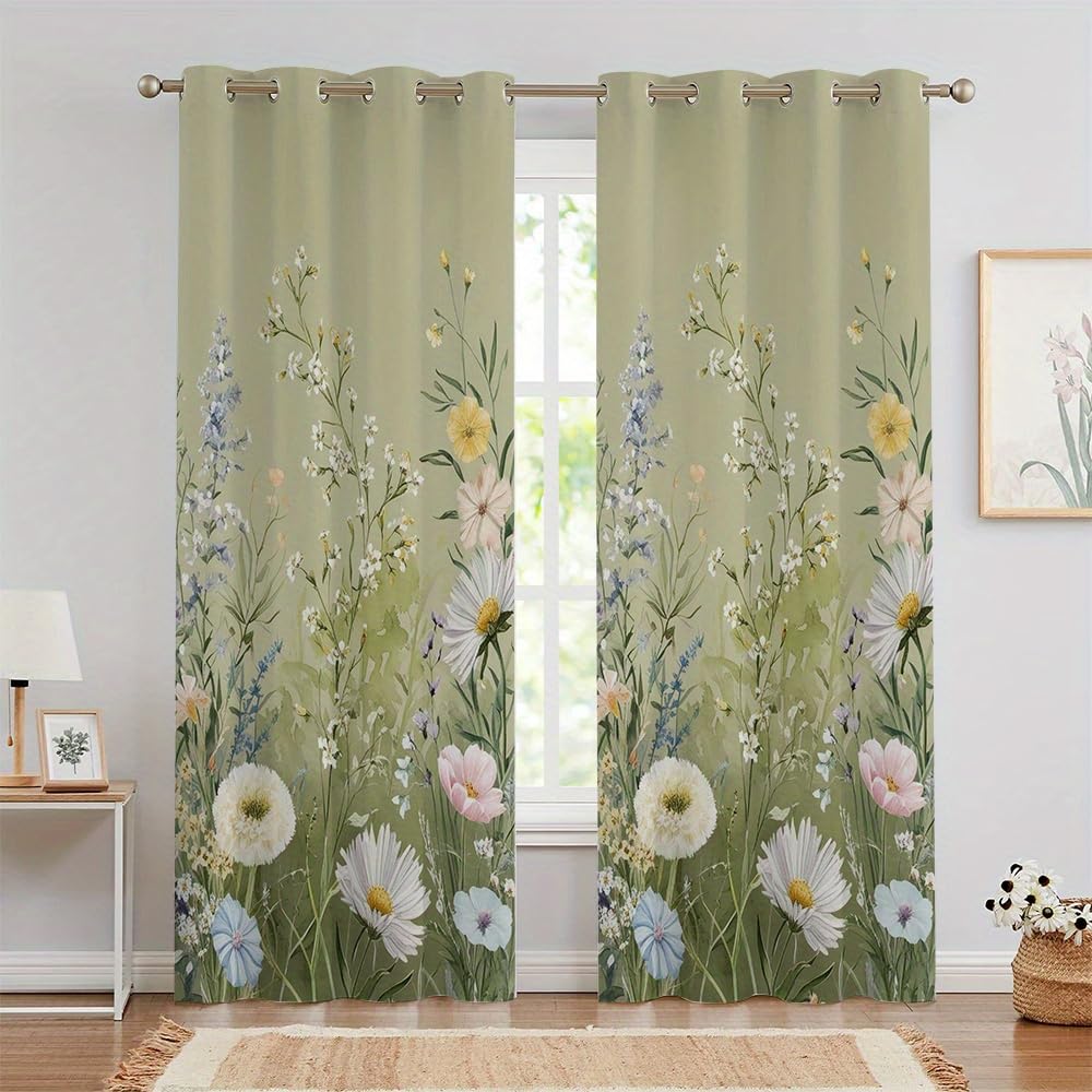 Rideaux occultants fleuris 200x265 cm pour instaurer une ambiance cocooning dans la chambre