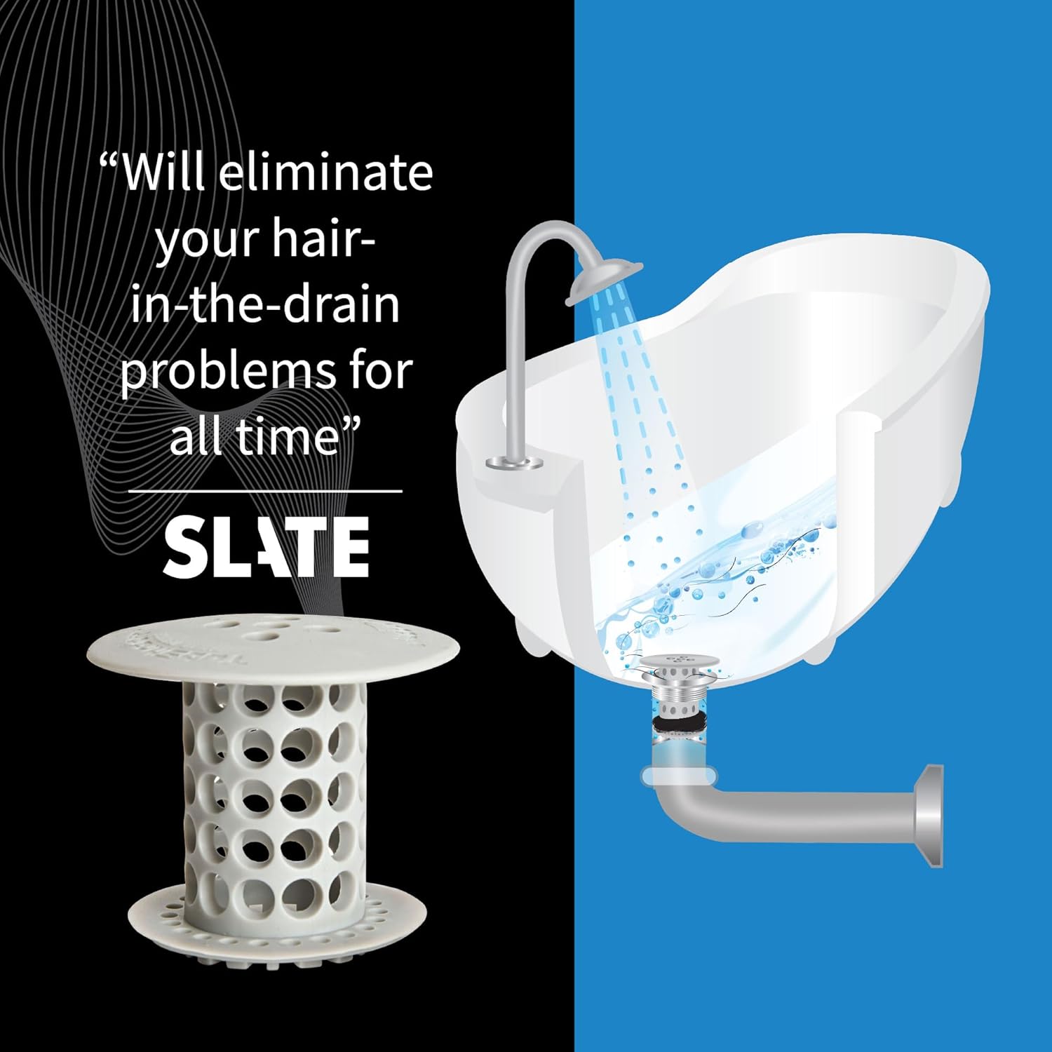 TubShroom the Revolutionary Tub Drain Protector Hair Catcher/Strainer/Snare, Gray (TSGRA454) - Image 4