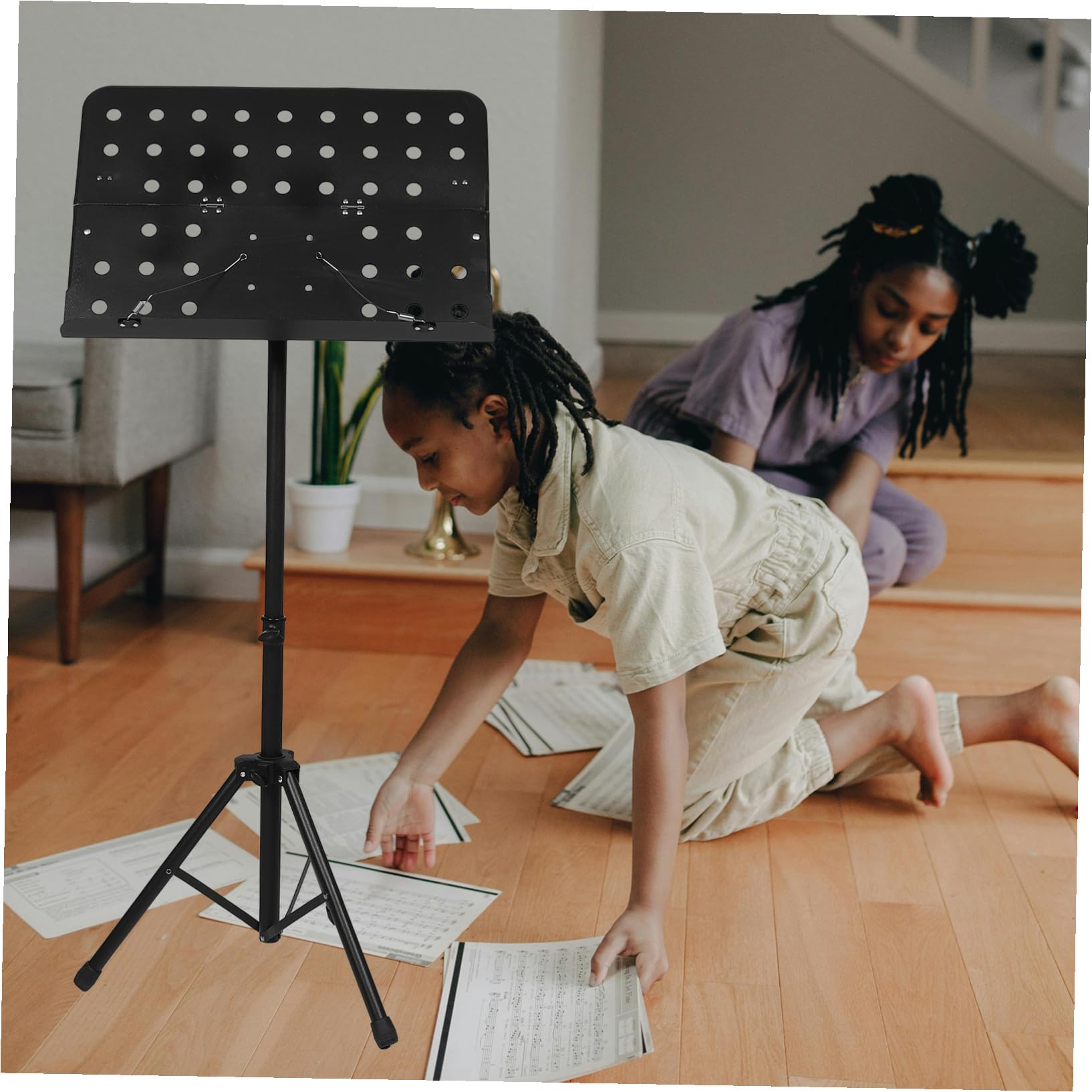 Portátil para Partituras con Diseño de Nota Musical Negro Plegable y Ajustable Altura Soporte de Mesa Resistente para Piano Guitarra Orquesta Práctica y Actuaciones