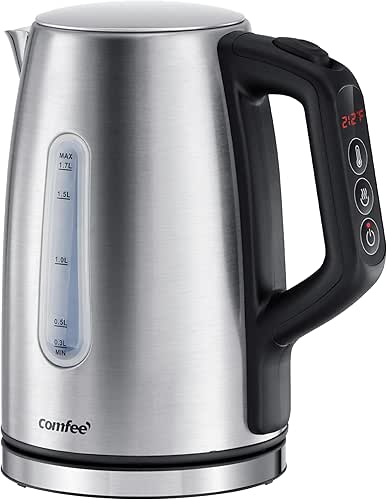 COMFEE' Stainless Steel Electric Kettle, Temperature Control with 6 Presets,