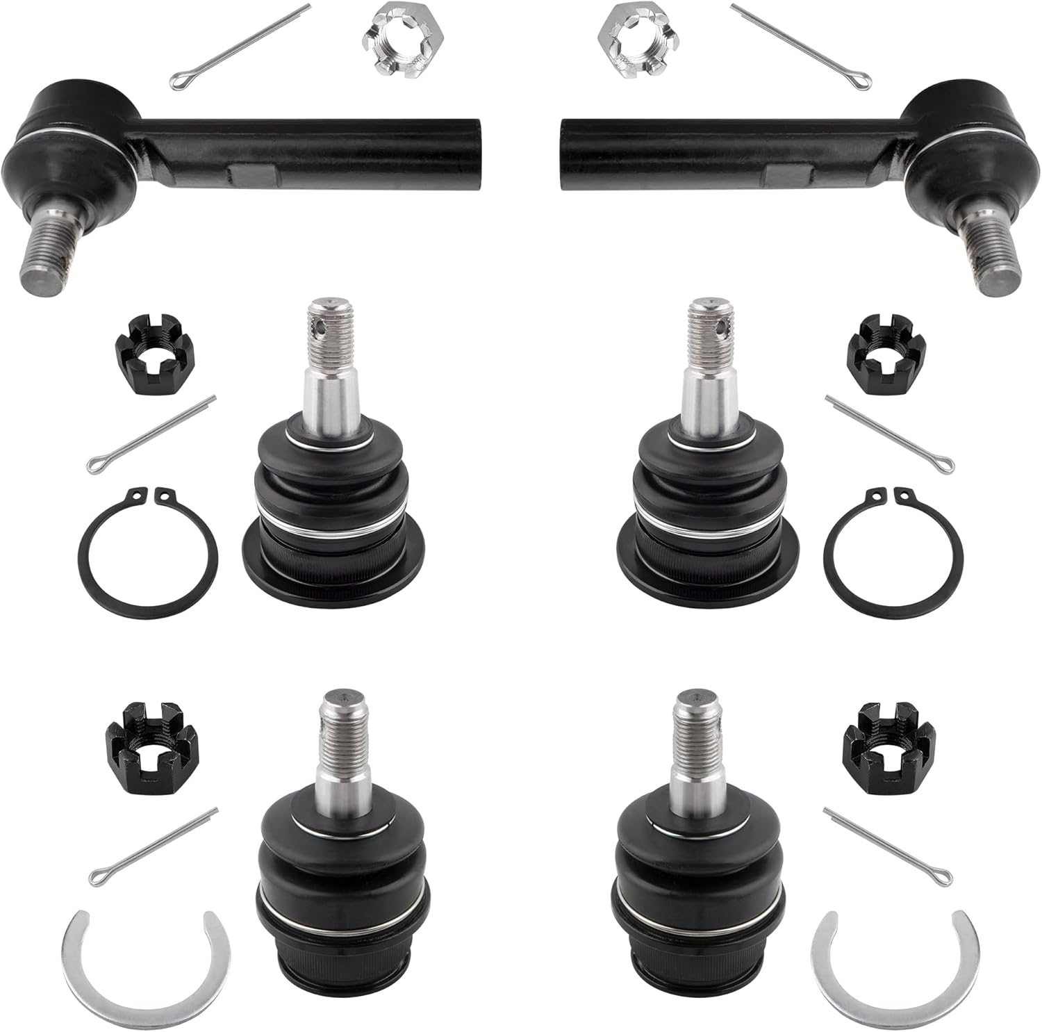 Front Upper Lower Ball Joints Outer Tie Rods for Toyota 4Runner 2003-2009, for Toyota FJ Cruiser 2007-2009, for Lexus GX470 2003, for Lexus GX470 2004-2009 (Except Kinetic Dynamic Suspension)