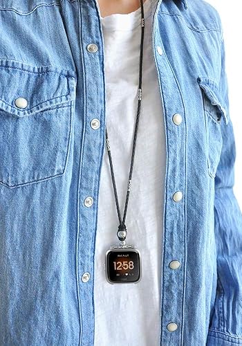 Miniatura 5 de Collar de cuero genuino compatible con Fitbit Versa Smartwatch nuevas bandas de reloj de cuero de vaca doble bucle correa de dos vías pulsera de