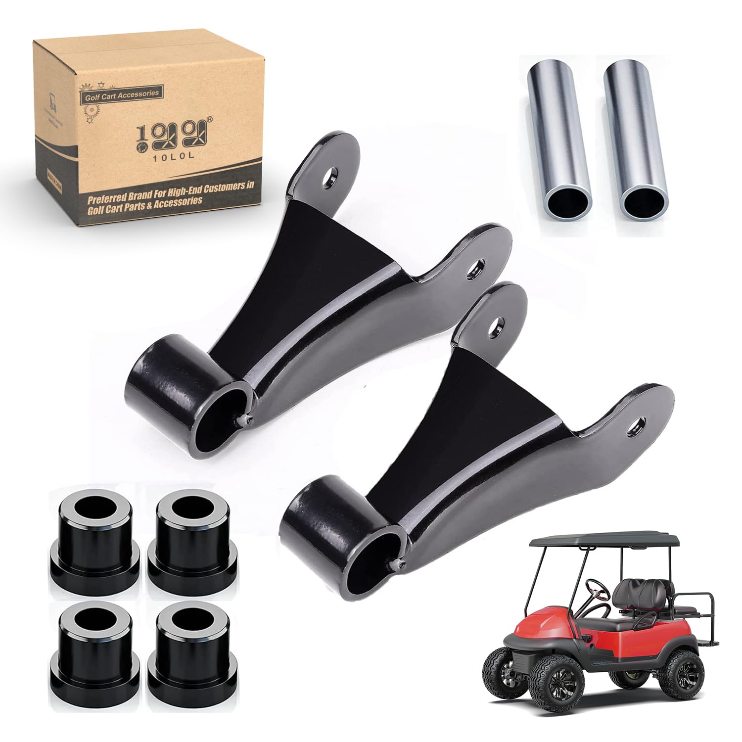 10L0LGolf Cart Metal Rear Shackle Kit Including Bushing & Sleeves for Club Car Precedent Replaces Part 1025062-01, 102506301, 102506601