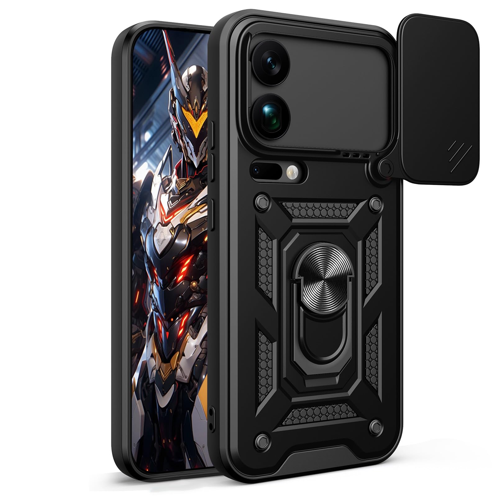 Ysnzaq for Xiaomi 17 Pro Case with Magnetic Kickstand, Heavy Duty Military Grade Shockproof Protective Case with Sliding Camera Lens Protector for Xiaomi 17 Pro 5G SJ Black
