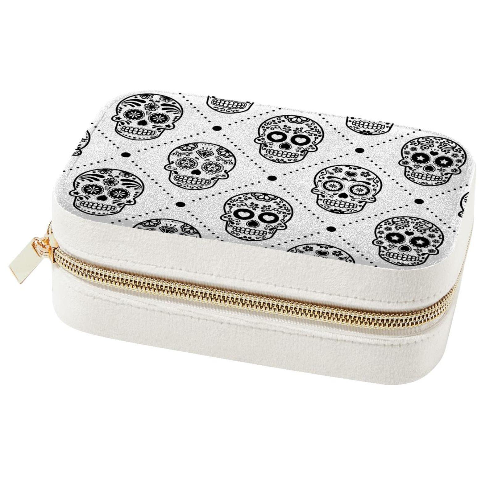 Boîte à bijoux crâne mexicain voyage portable pour filles en vacances