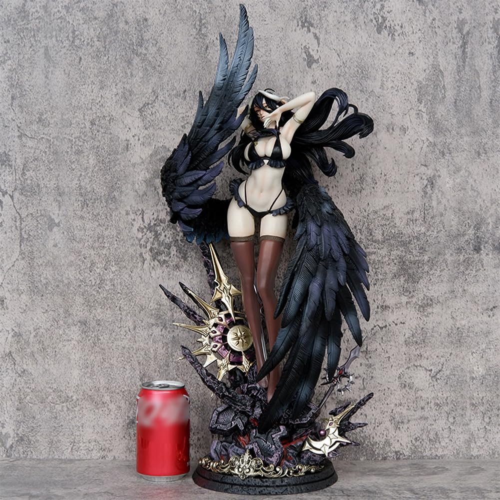 Overlord Albedo Figur Statue 58cm Super Size Anime Figur Modell, Schwarze Flügel Stehende Pose Skulptur Handgemachte Sammlerstück Desktop Dekoration Geschenke