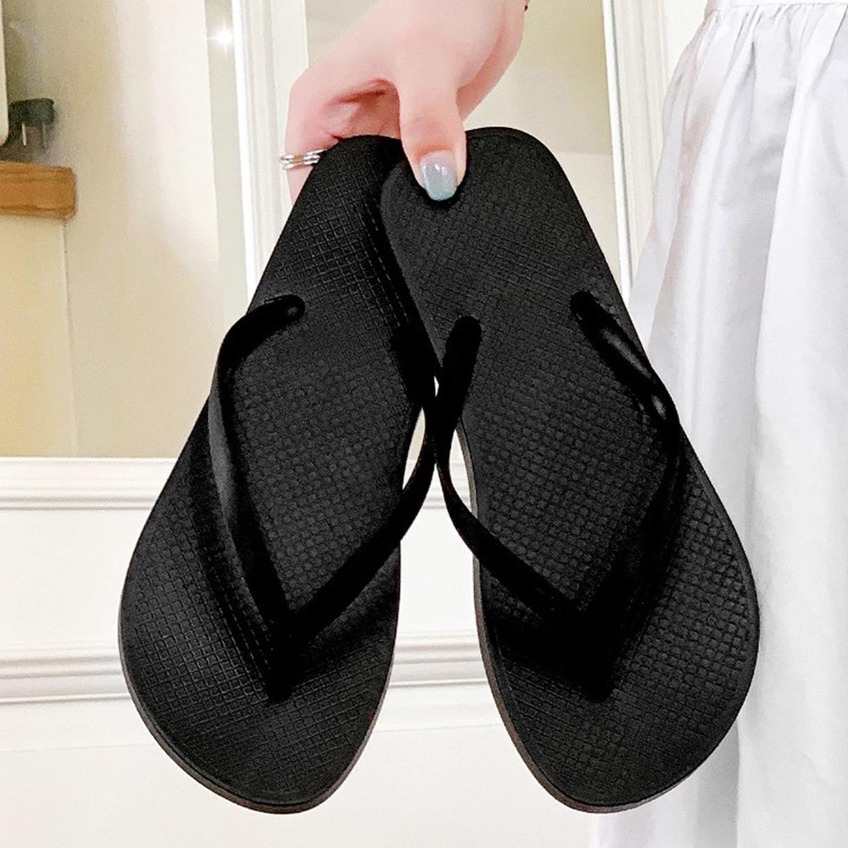 Lightweight Flip Flops for Women and Men, Dressy Flat Sandals, Shower Slippers Slip-on Slides for Summer Swim Bathroom Beach Pool, Slim Basic Thongs Foam Non-Slip Shoes image 2