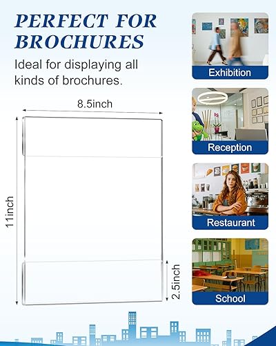 Miniatura 5 de Paquete de 12 soportes acrílicos de pared de 8.5 x 11 pulgadas, marco de pared acrílico transparente, soportes para letreros de montaje en pared con