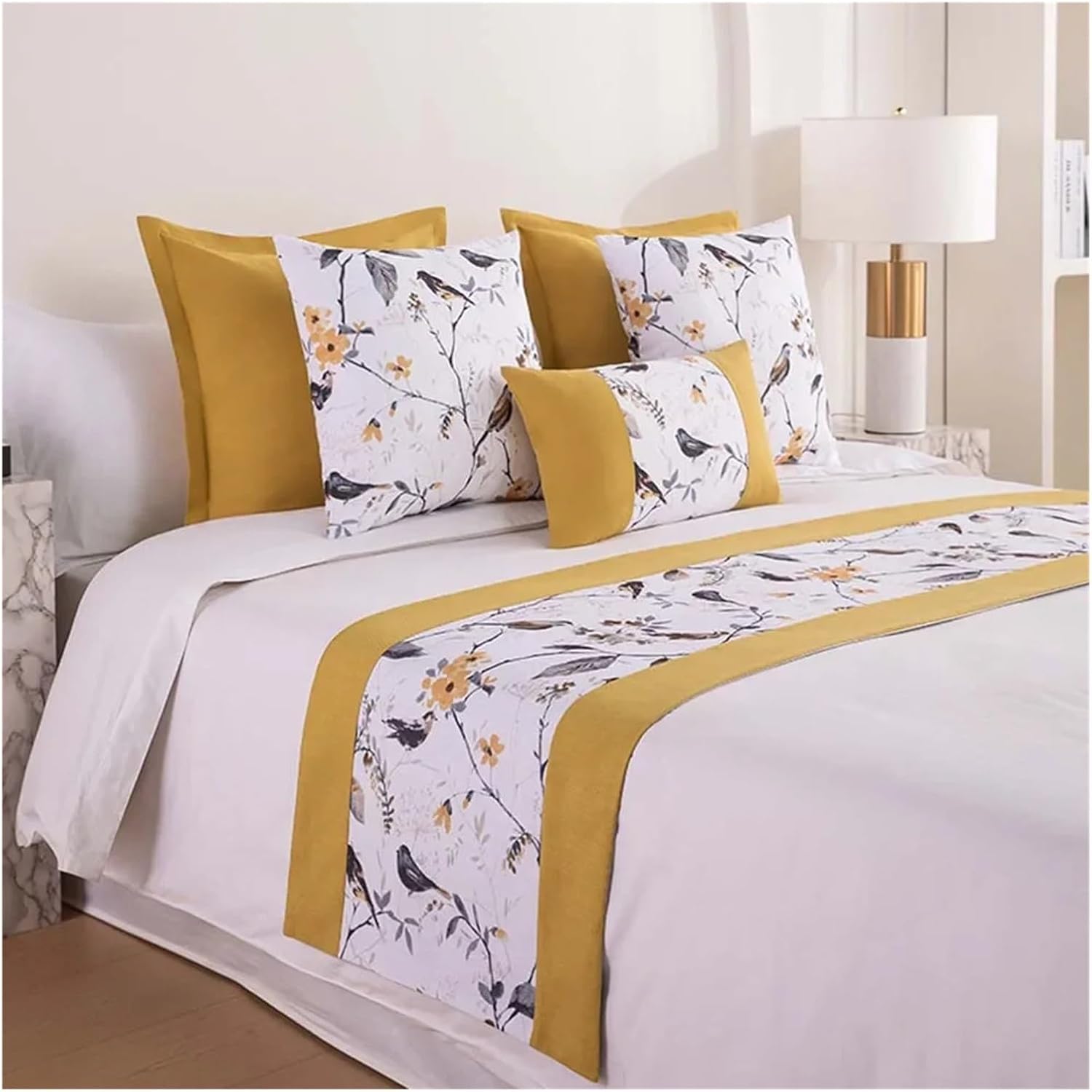 Bed Runner Scarf Bedding Protector Slipcover Comfort Bedroom Guestroom Hotel Wedding Room Pillowcase Decor(Style 1,Pillowcase 60x60cm)