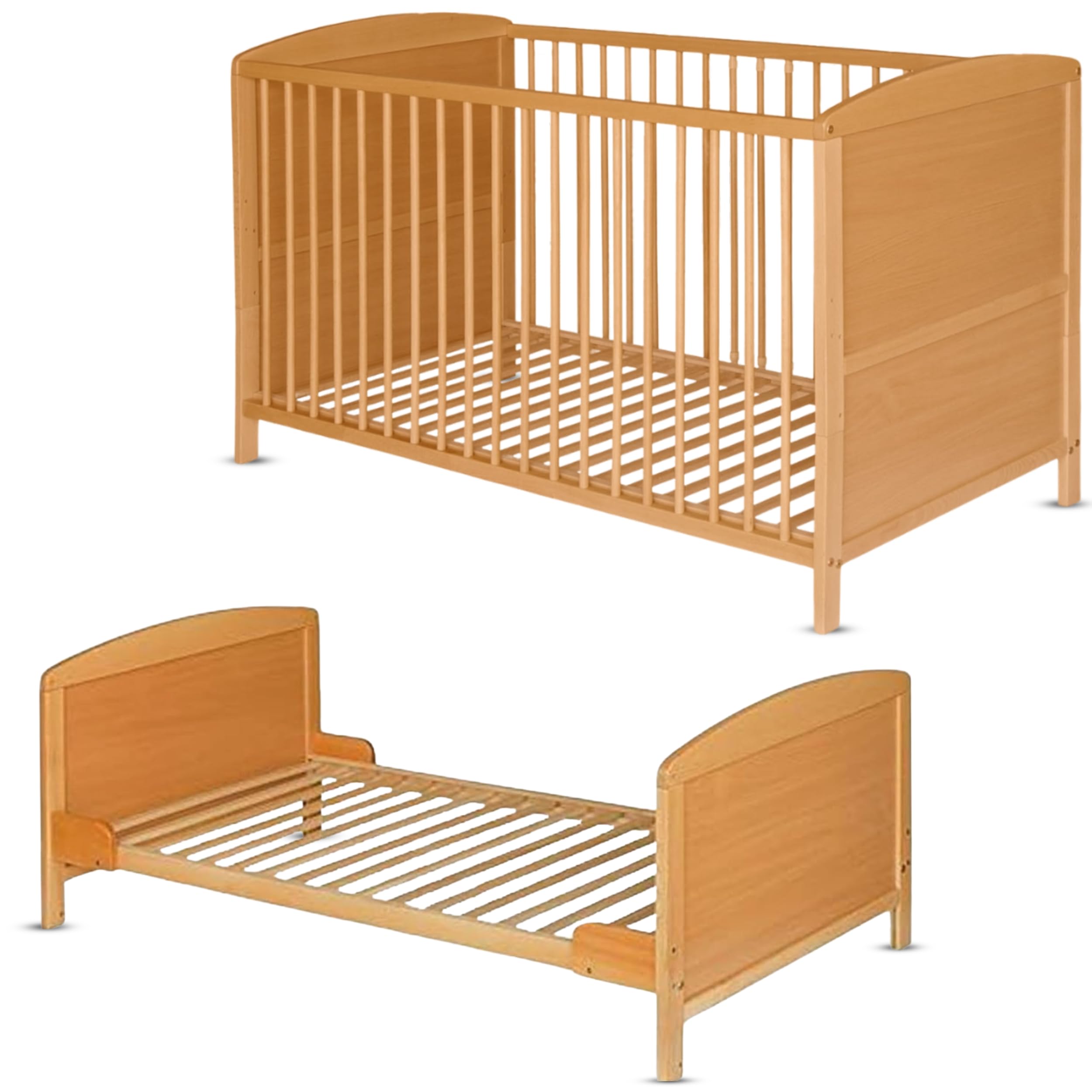Best For Kids Cuna 2 en 1 Patrick 70 x 140 cm Junior Cuna Baby Cama en dos colores marrón naturaleza