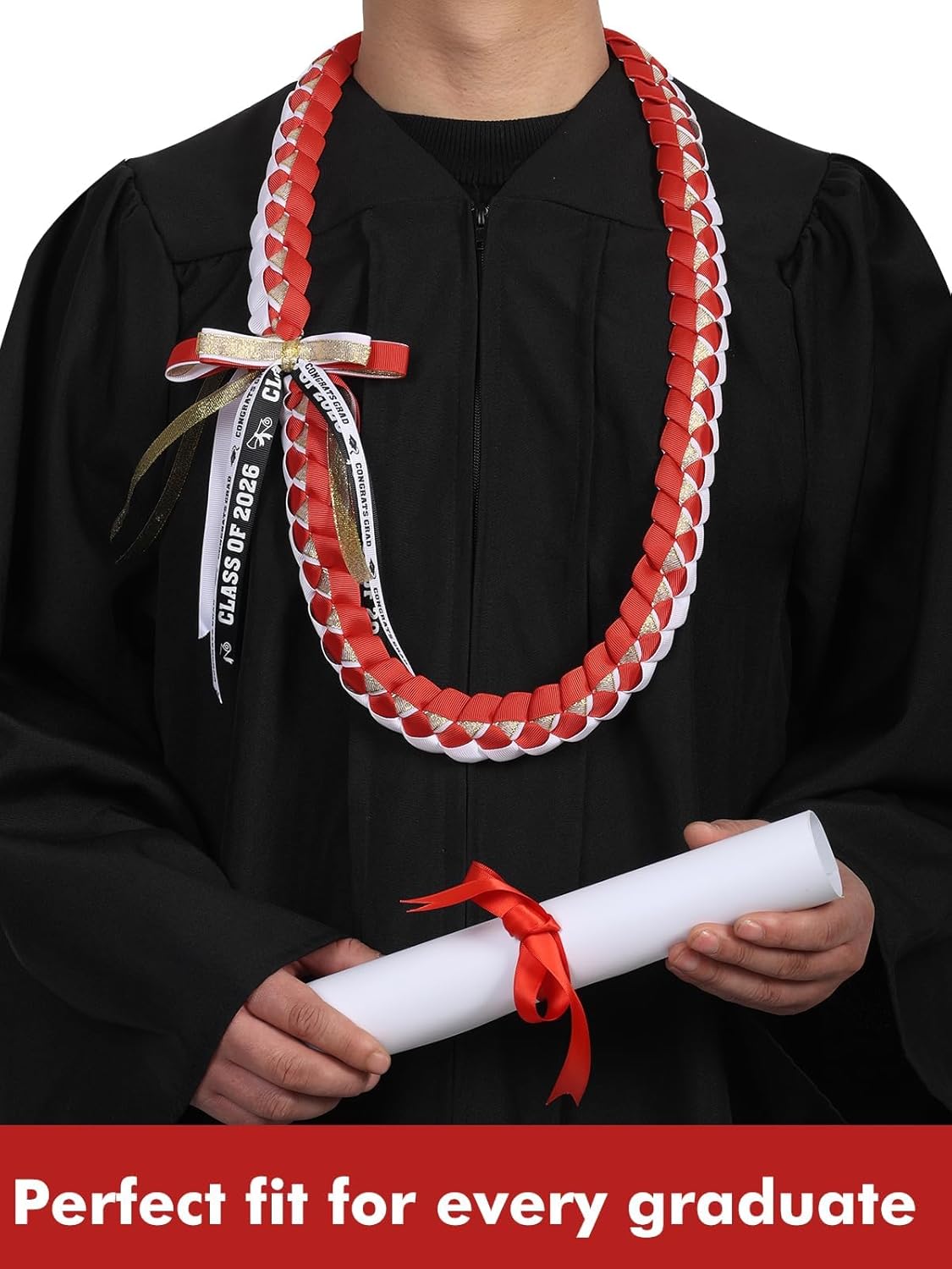 TFTAFAN Graduation Ribbon Lei Graduation Leis Necklace Class of 2026 Graduation Necklace Braided Necklace Graduation Gift Party Accessories for Women and Men