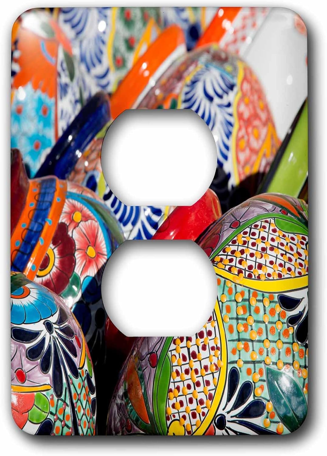 3dRose lsp_208869_6 Arizona, Tucson, Tubac Traditional Hand-Painted Mexican Pottery 2 Plug Outlet Cover