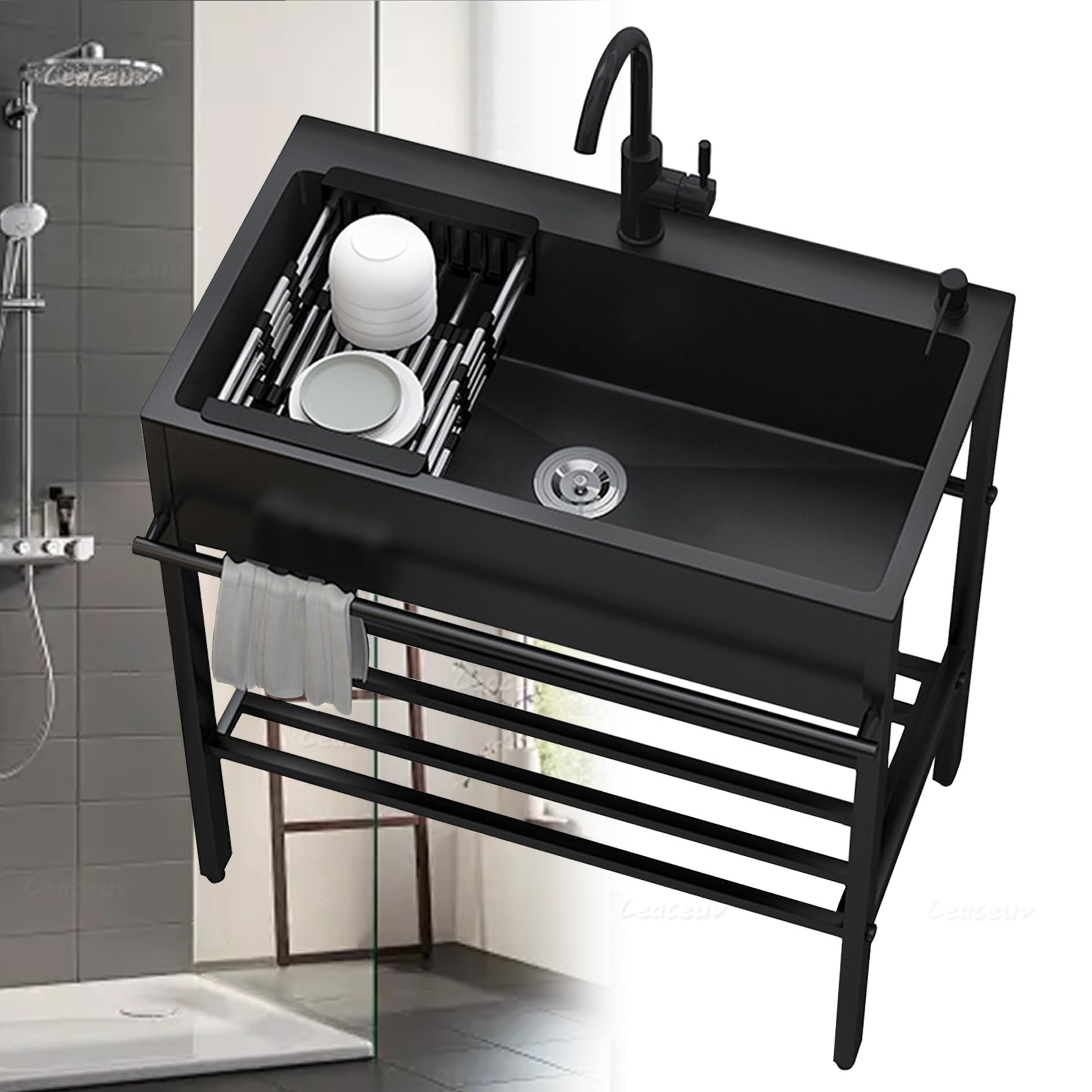 Fregadero de jardín Exterior de Acero Inoxidable 304 para autocaravanas, Bares, cocinas y Uso Comercial. Lavabo para barbacoas y Fiestas. Estación de Trabajo Independiente de un so