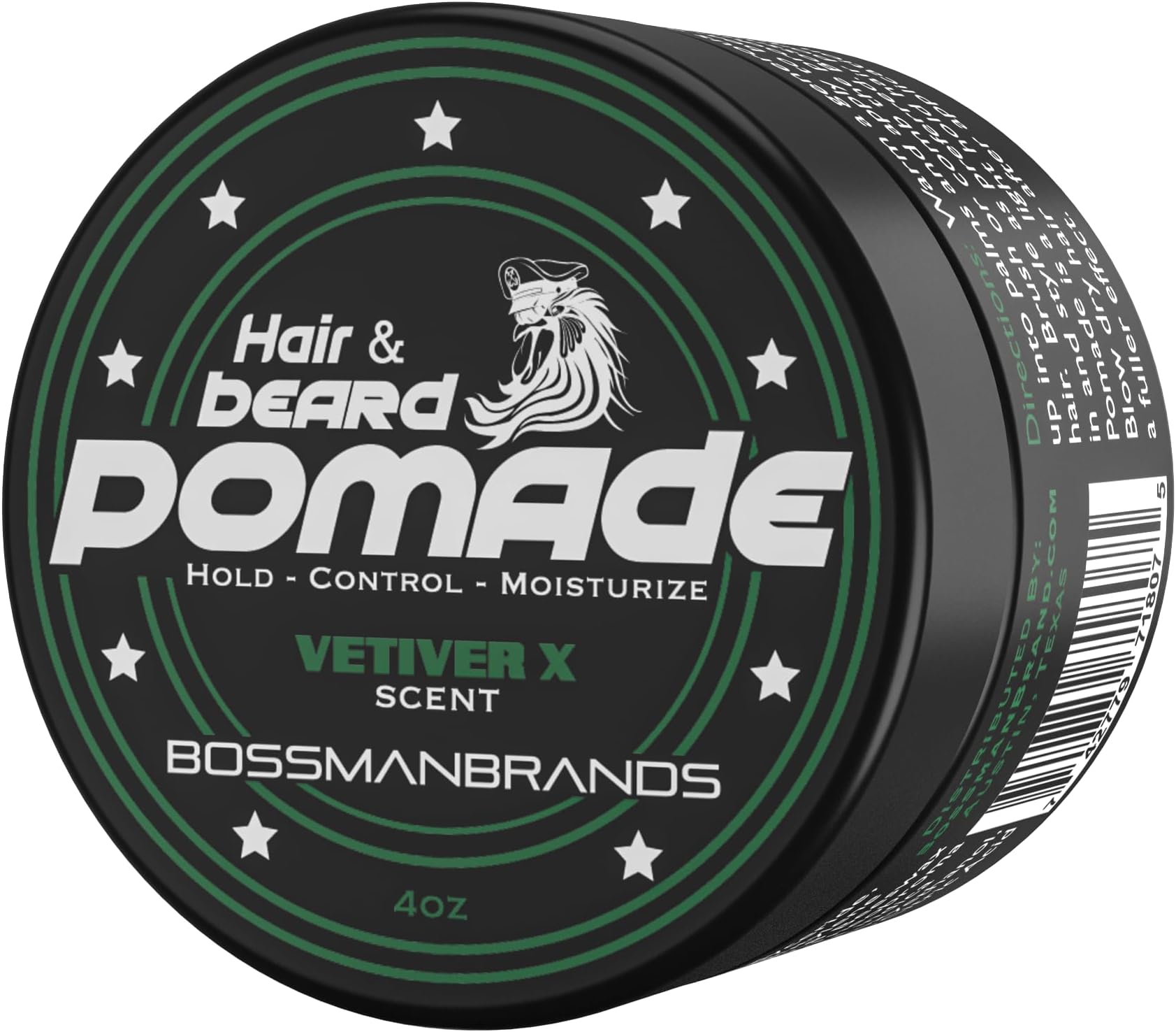 Natural Hair & Beard Pomade for Men (Vetiver X Scent) โ Medium Hold & Moisturizing for Hair, Beard & Mustache Styling โ Made in USA