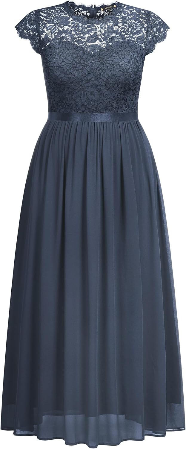 Miusol Women's Formal Floral Lace Plus Size Bridesmaid Party Maxi Dress - Image 3