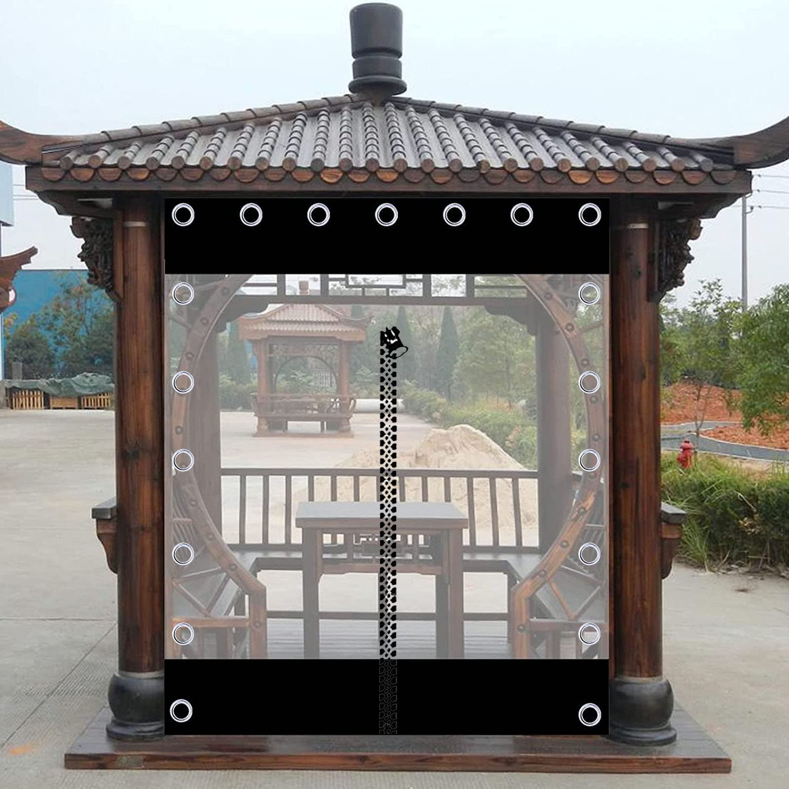 Telone Impermeabile Trasparente Con Cerniera, Pannelli Laterali Per Pergola E Gazebo 1.5x2.6m