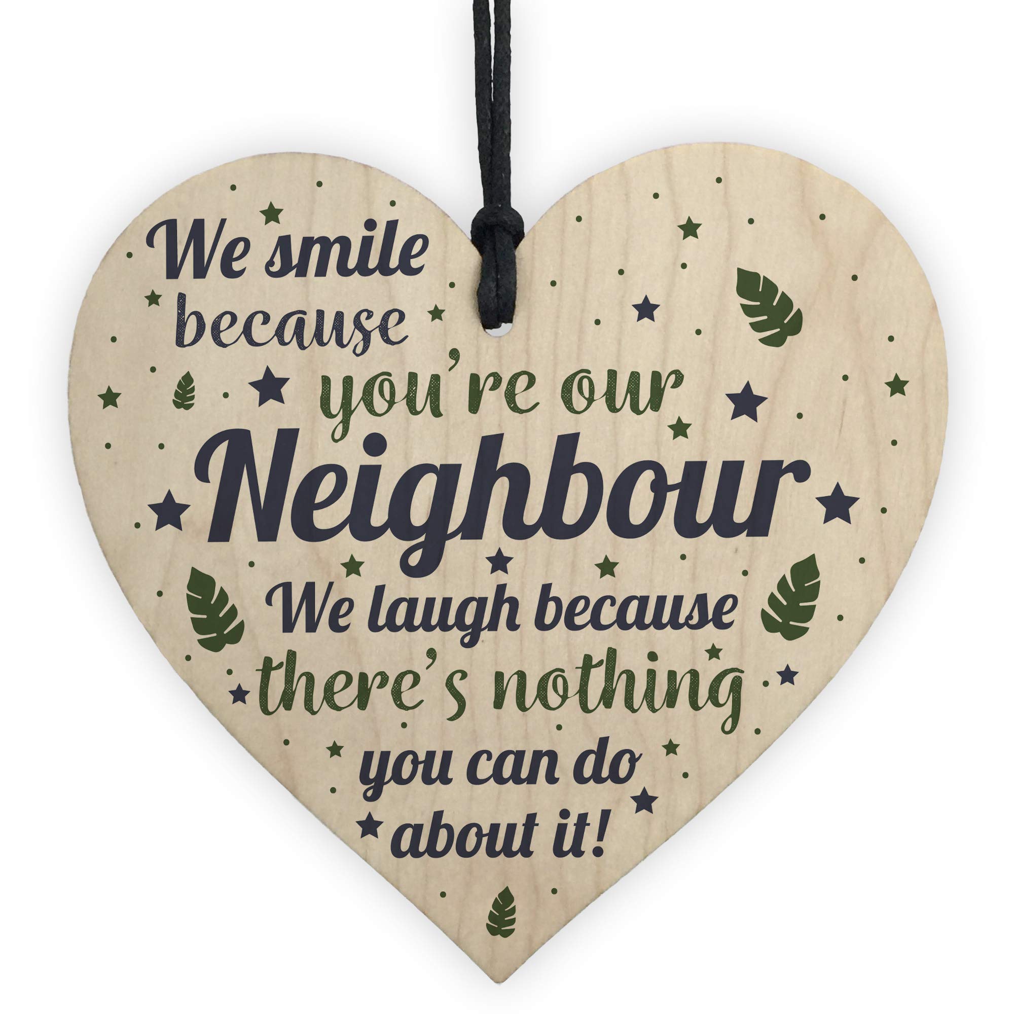 Red Ocean Funny Neighbour Gifts Friendship Handmade Wooden Hanging Heart Sign Plaque Thank You Home Gifts