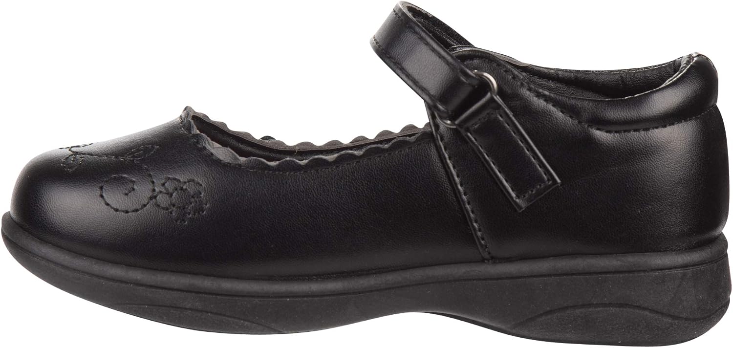 Josmo Girls Classic Mary Jane Black School Shoes Uniform Flats Casual Dress Flats Shoes for (9-10) Toddler (11-13) Little Kid (1-3) Big Kid