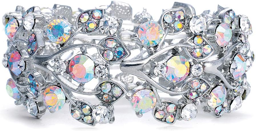 Aurora Borealis Crystal Stretch Bracelet, One Size Fits Most for Prom, Bridesmaids, and Weddings