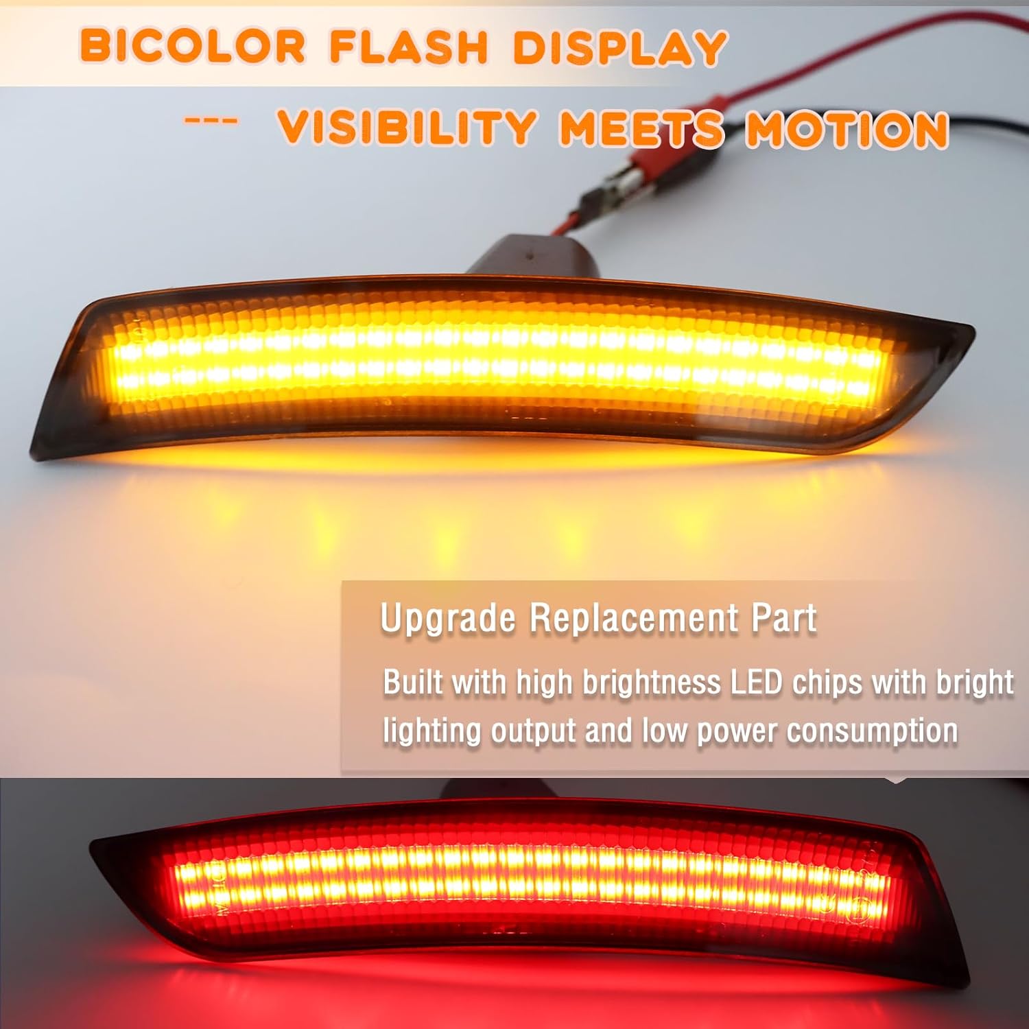 LED Front&Rear Fender LED Side Marker Lights Kit for Camaro 2016-2023, Replacement for Cadillac CTS/ATS (2015-2022),Smoked Lens Side Bumper Marker Lamps,4pcs (Red Amber)