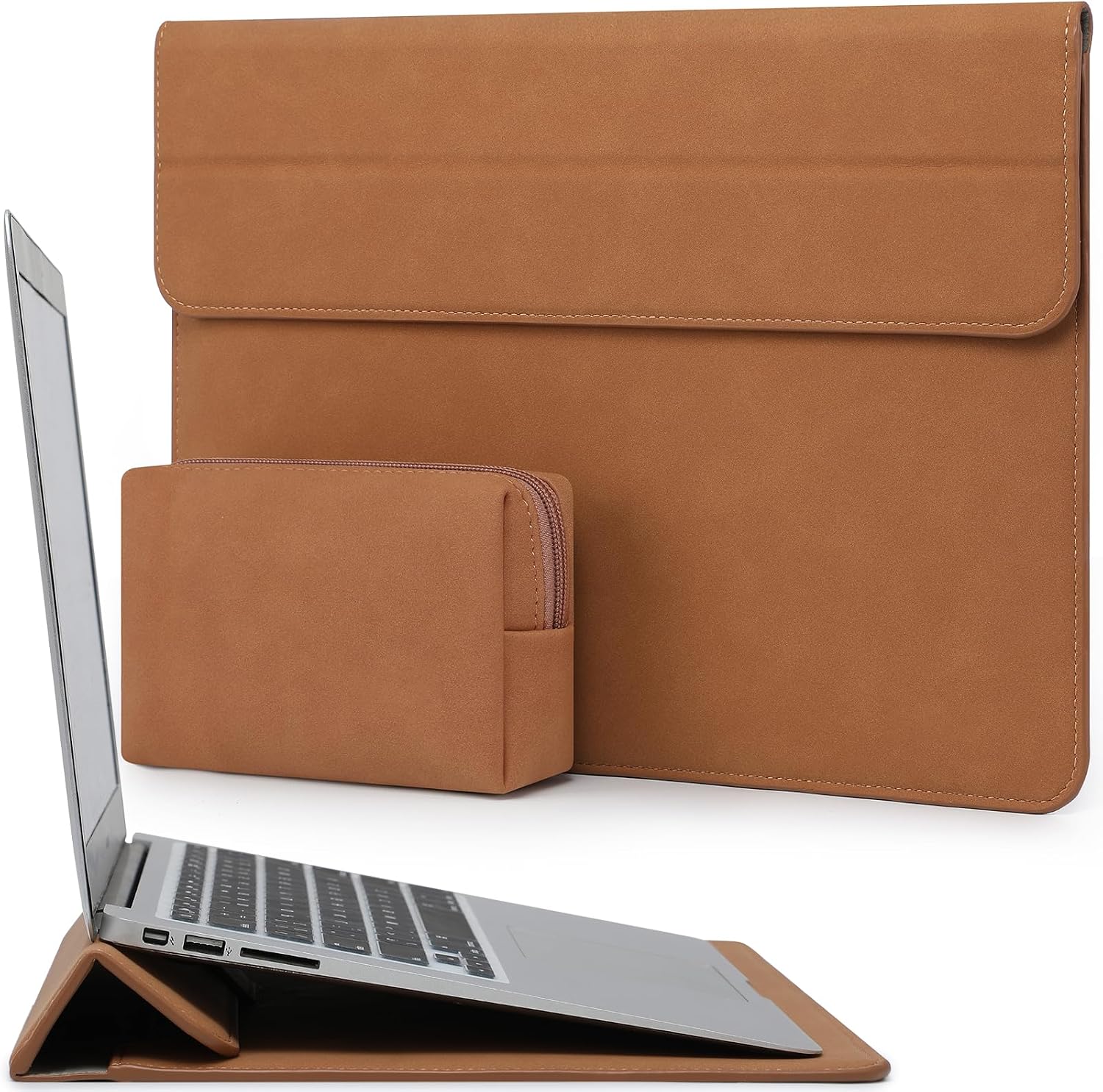 HYZUO 13.3-14 Inch Laptop Case Sleeve with Stand Feature, Brown