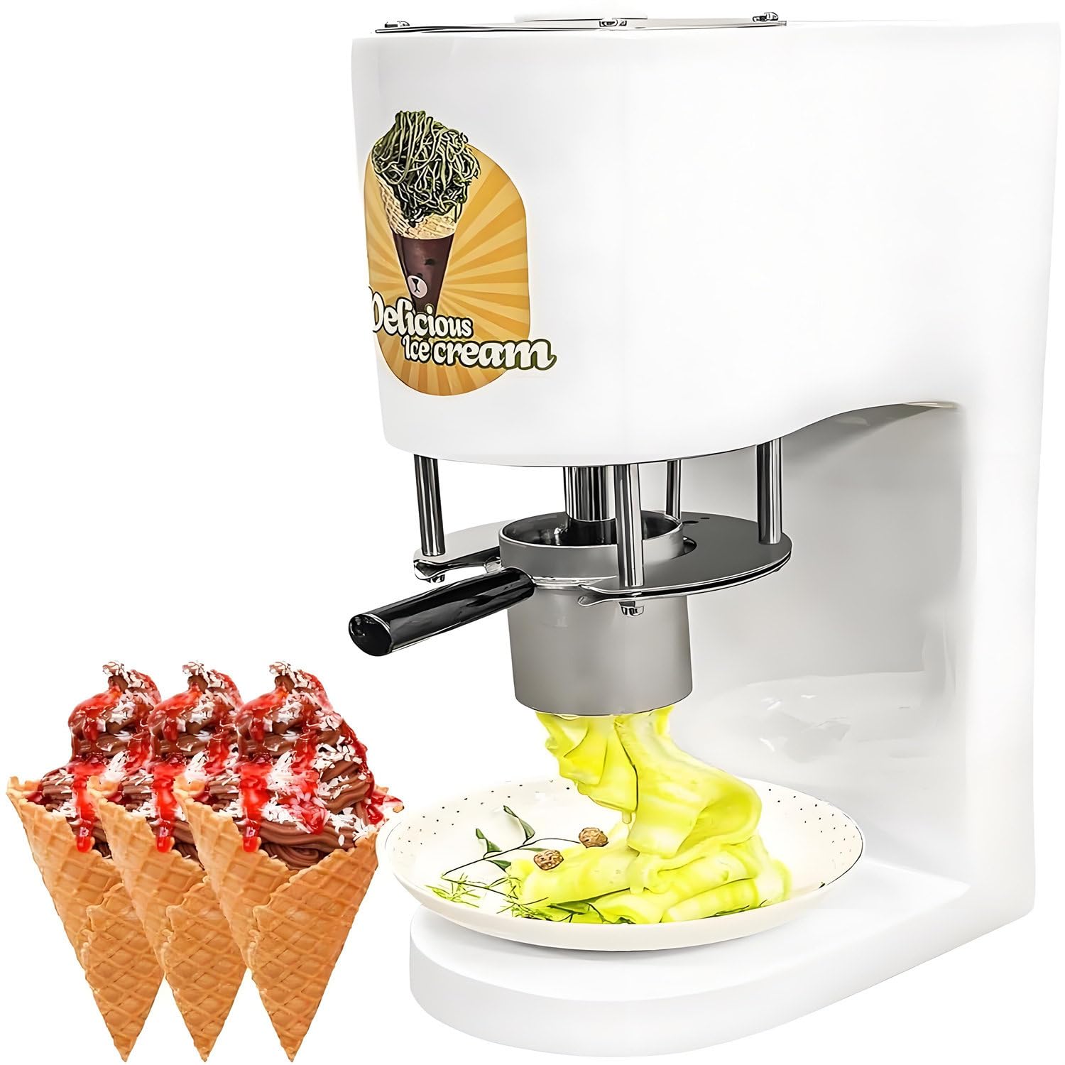Commercial Ice Cream Spaghetti Press Machine - High Output 7 4-7 9 Gal Hr Soft Serve Gelato Maker