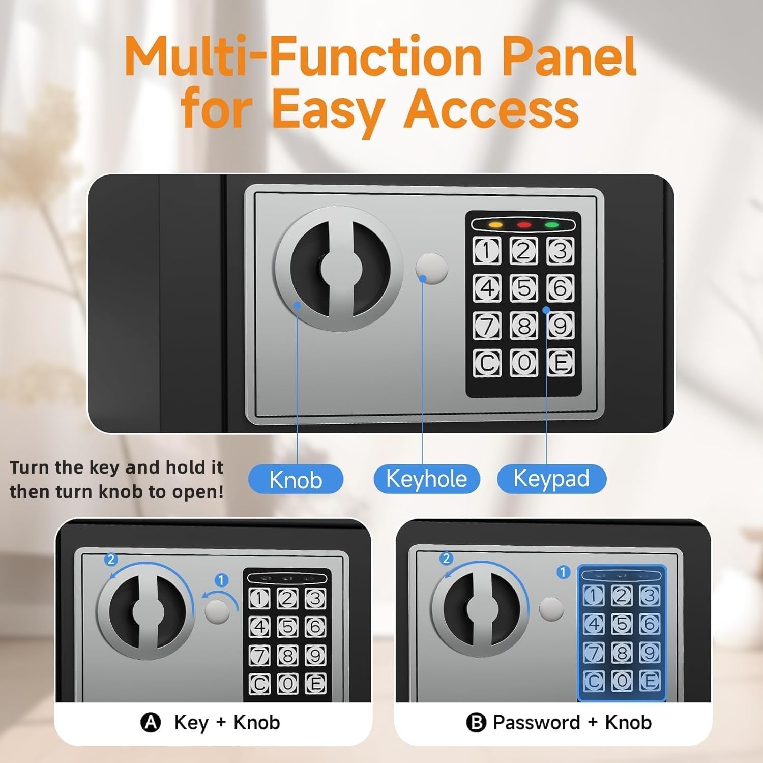 Condition photo showing Good Condition for PATRON Small Safe Box for Money with Code and Keys?Solid Mini Safe for Kids with Digital Electronic Security Keypad for Home Office Hotel,Personal Money Safes for Cash,0.236 Cuft (Black) 0.236 Cu.Ft. Safe