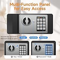 Vista 2 de Caja de seguridad pequeña PATRON para dinero con código y llaves, caja fuerte mini sólida para niños con teclado de seguridad electrónico digital