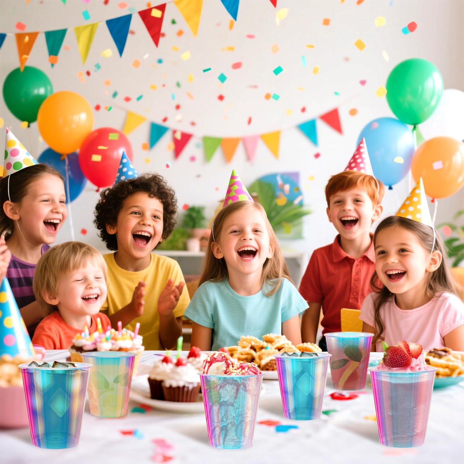 50 Pack Iridescent Plastic Cup, 12 OZ Disposable Bachelorette Party Cups, Glitter Drinking Cups, Holographic Shiny Beverage Cup, Party Supplies for Disco, Birthday, Wedding, Decorations - Image 6