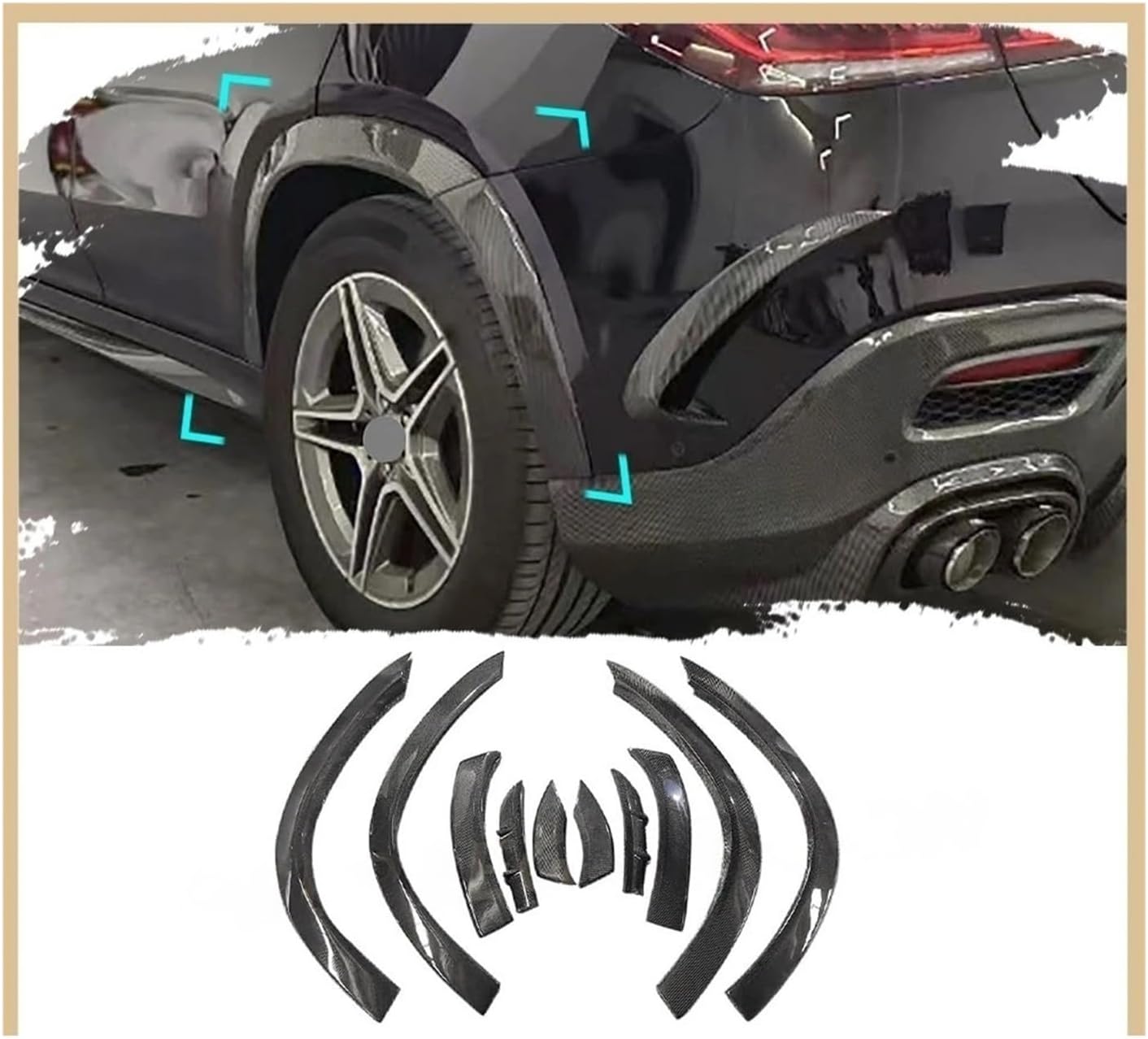 Carbon Fiber Wheel Arches Wing Expander Arch Eyebrow Mudguard Lip Mud Guard Compatible with GLE Class C167 Coupe 2020