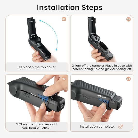 DJI Osmo Pocket 4/3 Protective Case, Hard Shell Shockproof Cover with Built-in Filter Storage, Soft Silicone Lining for Vlogging and Outdoor Shooting