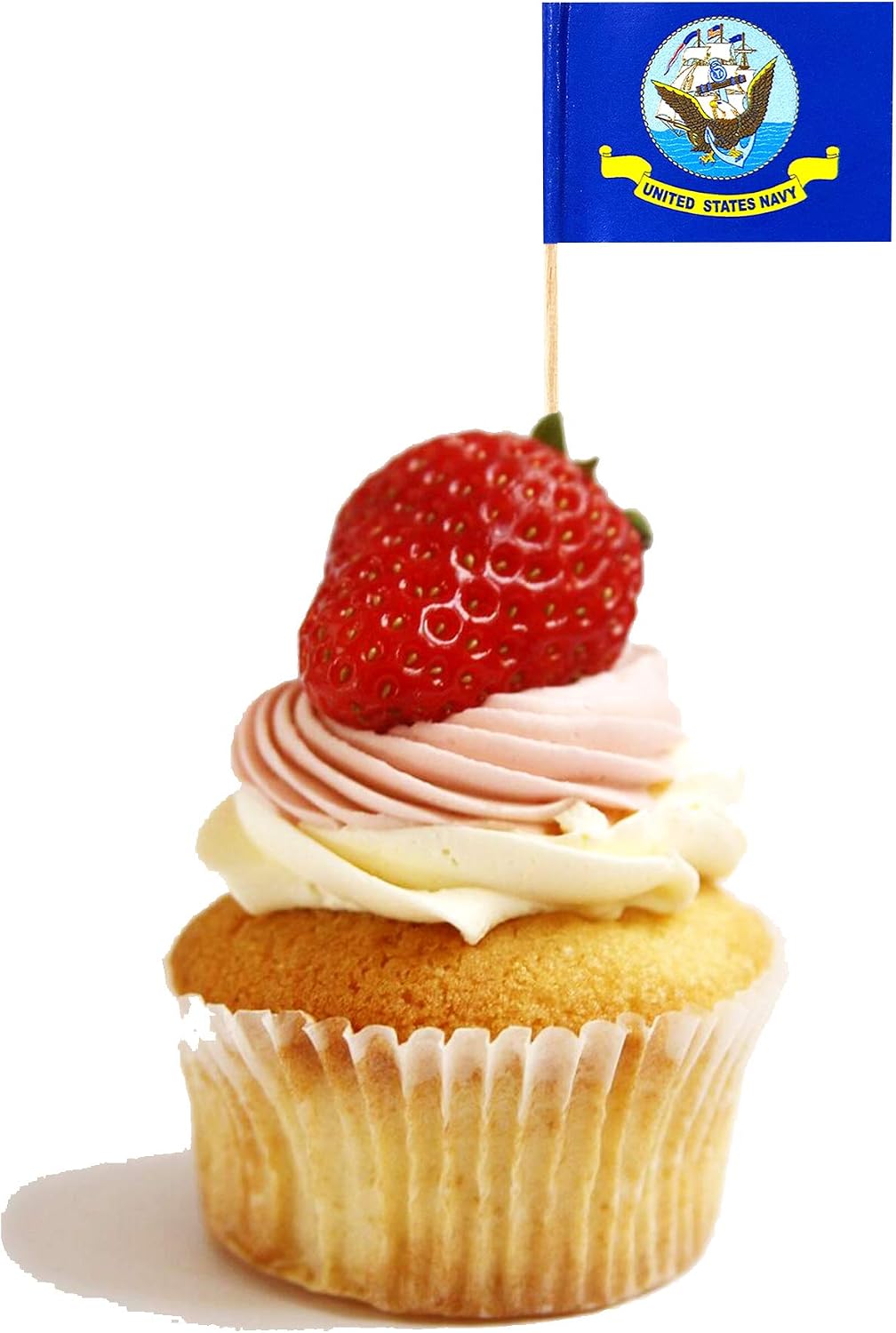 JAVD CYPS 100 Pcs American Navy Cake Topper Flag, Small Mini Stick USA Navy Fruit Toothpick Flags,for US Military Day Party Events Celebration Supplies,Birthday Wedding Dinner Decorations