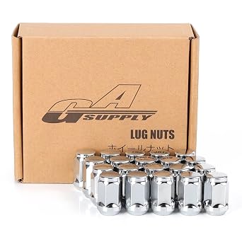 GAsupply 1/2x20 Lug Nuts 20pcs, Chrome 1/2-20 Closed End Bulge Acorn Lug Nuts, 1.38"Tall 3/4" Hex, 60 Degree Conical/Cone Seat