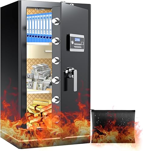 FABAO 8.1 pies cúbicos Caja fuerte grande ignífuga, caja de seguridad para el hogar digital ignífuga e impermeable con teclado programable, teclas